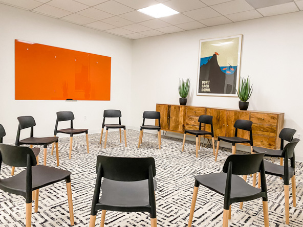 Group therapy room at Embark at Scottsdale for bipolar disorder, eating disorder, and oppositional defiant disorder treatment.