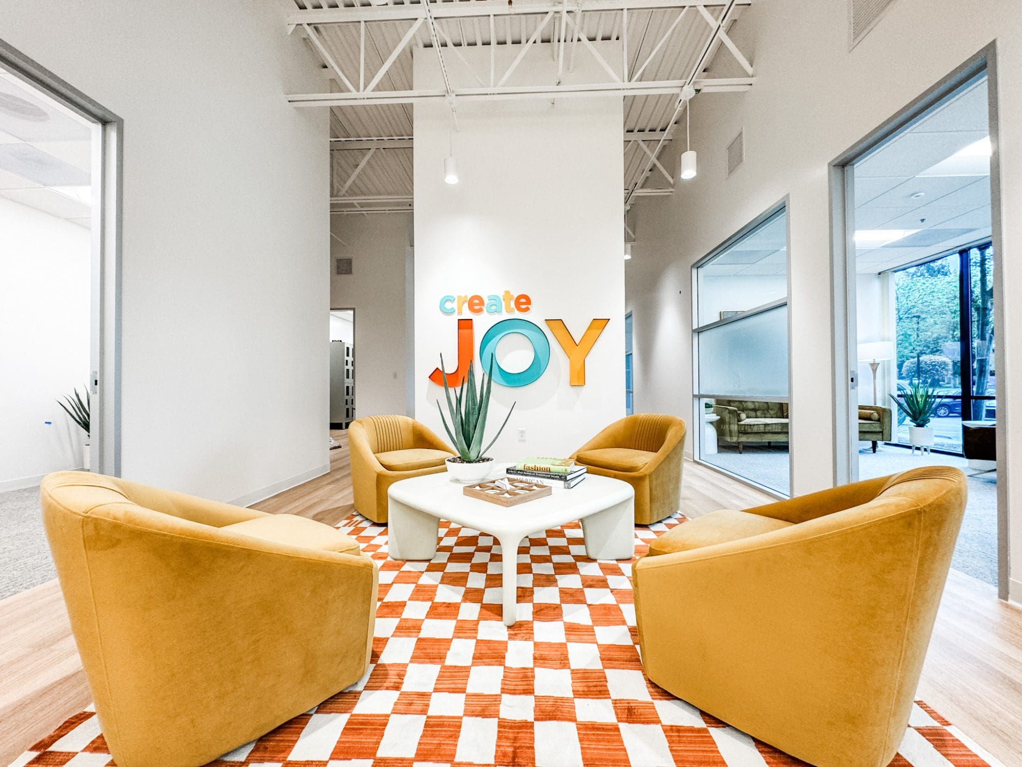 Group therapy area and create joy sign in Walnut Creek, CA outpatient program.